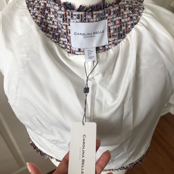 Beautiful Carolina Belle cropped, multicolor zip up blazer jacket medium, NWT - Picture 6 of 7